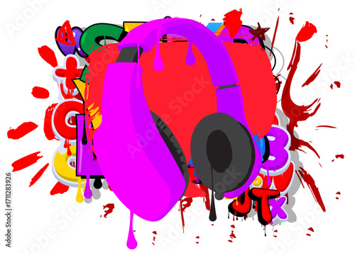 Headset graffiti. Abstract modern street art decoration performed in urban painting style.