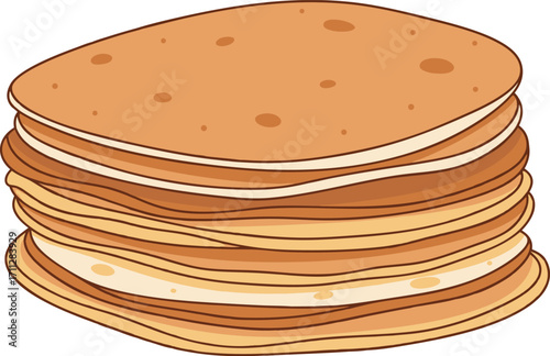Stack of Mexican Tortilla Flatbreads Minimalist Illustration