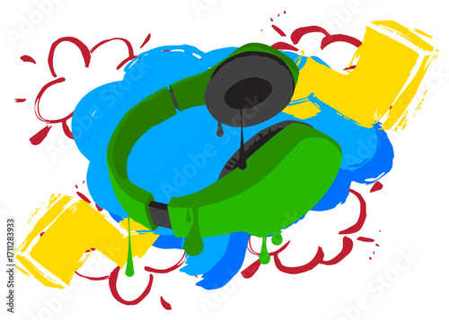 Headset graffiti. Abstract modern street art decoration performed in urban painting style.