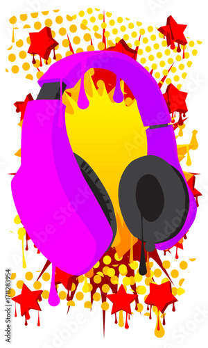 Headset graffiti. Abstract modern street art decoration performed in urban painting style.