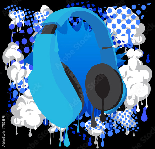 Headset graffiti. Abstract modern street art decoration performed in urban painting style.