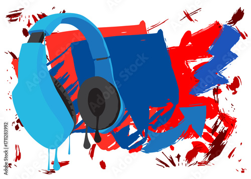 Headset graffiti. Abstract modern street art decoration performed in urban painting style.