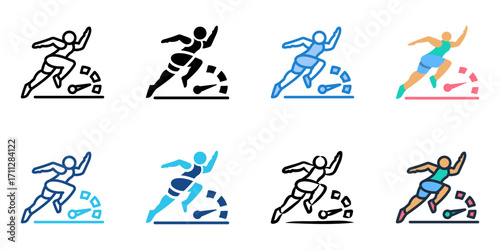 Interval Training icon set multiple style collection 
