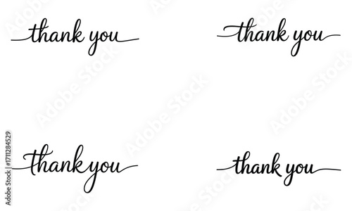 Thank you typography text vector illustration set with handwritten style design  
