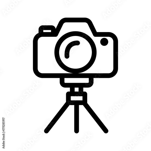 Camera on Tripod Line Icon of Tripods & Stabilizers Icon Set