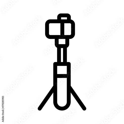 Smartphone on Monopod Line Icon of Tripods & Stabilizers Icon Set