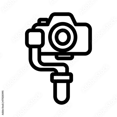 Camera on Gimbal Line Icon of Tripods & Stabilizers Icon Set