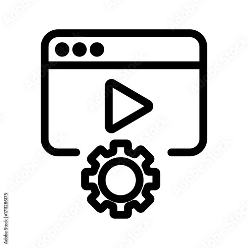 Video Player with Gear Line Icon of Video Codecs Icon Set