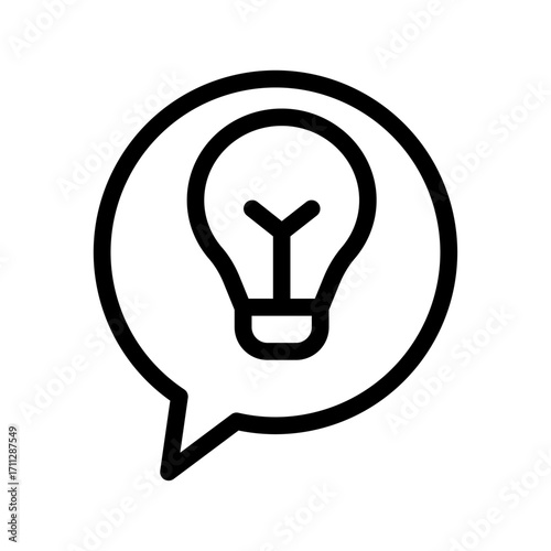 Idea in Speech Bubble Line Icon of Opinion Pieces Icon Set