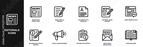 Editorials Line Icon Set
