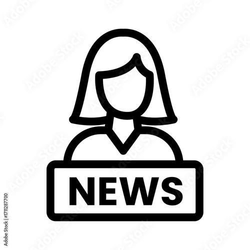 News Anchor Line Icon of Broadcasting News Icon Set