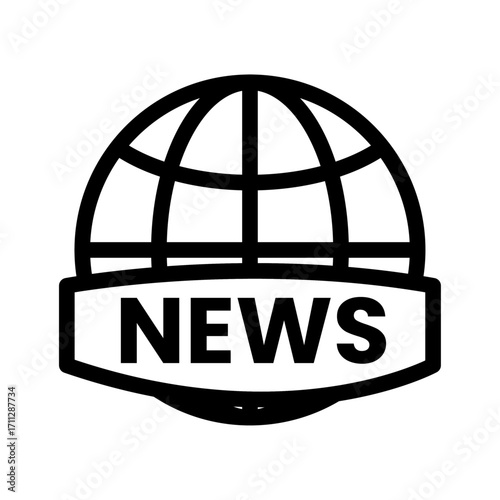 Global News Network Line Icon of Broadcasting News Icon Set