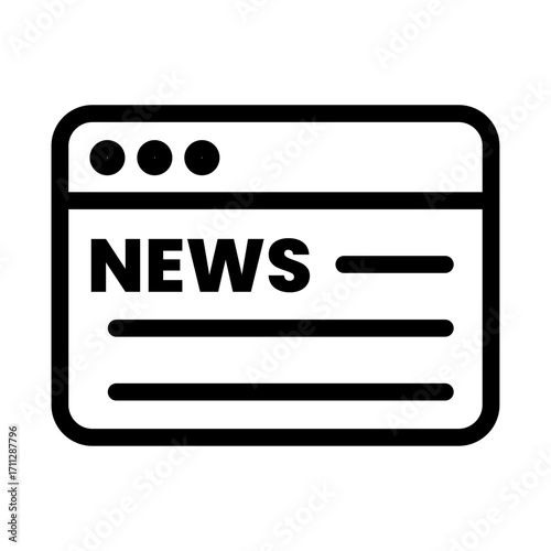 News Website Page Line Icon of Broadcasting News Icon Set