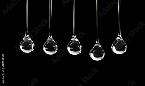 water in dynamic motion, isolated on black background for commercial use.