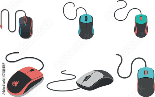 Collection of Colorful Computer Mouse Vectors Technology and Design Elements