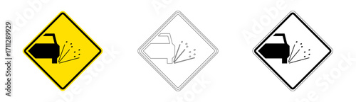 Loose Gravel Traffic Sign in Vector Format