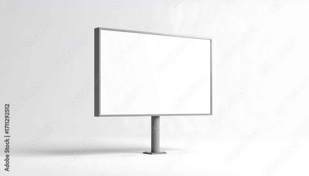 Fototapeta premium Blank outdoor billboard, light gray metal frame, white screen, studio shot