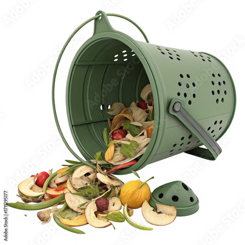 Convenient kitchen compost bin spilling organic waste for sustainable gardening and eco-friendly living