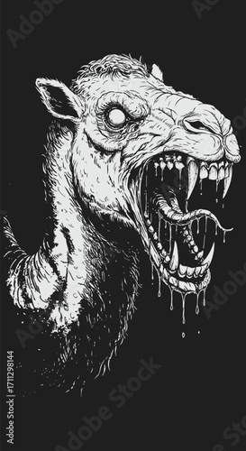 A Ghastly Camels Ferocious Grotesque Portrait.