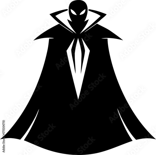 Vampire Cloak Silhouette Vector Illustration Black