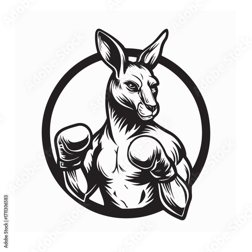 Strong Kangaroo with Boxing Gloves Vector Image isolated on white background