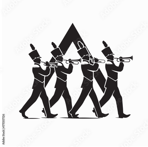 Marching Band with Trumpet Vector Design on white background