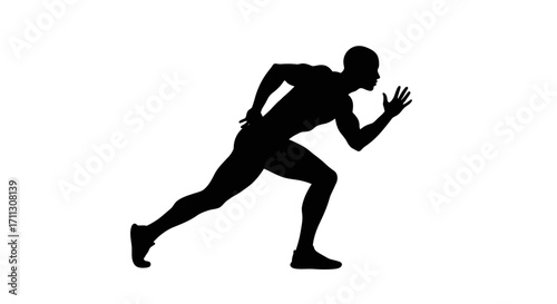 A powerful silhouette of an athletic man poised for a sprint, embodying speed, determination, and the thrill of a new beginning.