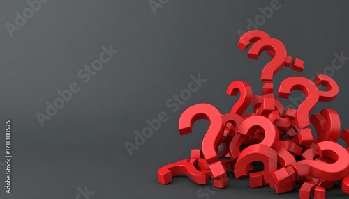 A Pile of Red Question Marks on a Gray Background