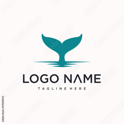 vector logo design of a seaside whale tail. creative logo