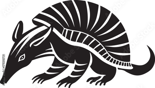 Stylized armadillo silhouette, unique animal art