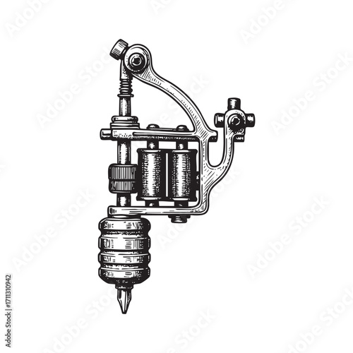 tattoo machine engraving vector style