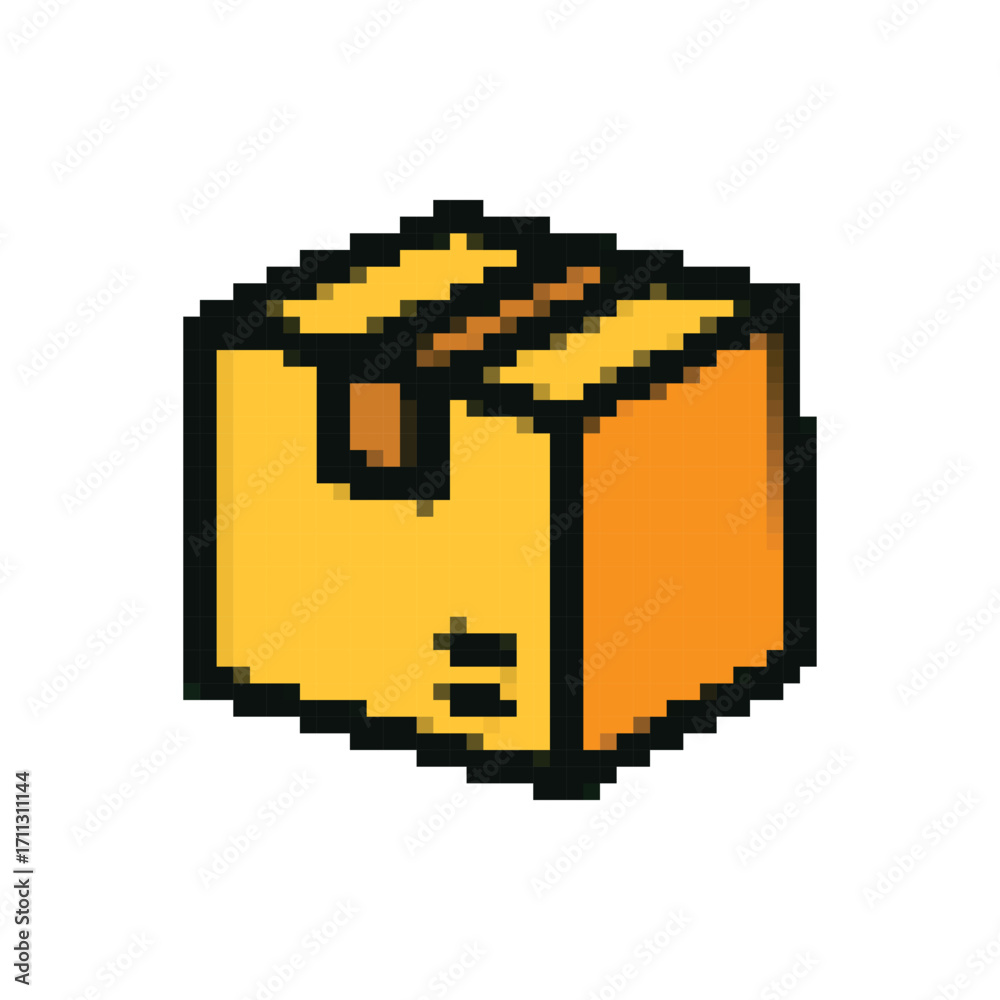 Obraz premium A Pixelated Cardboard Box Icon