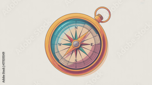 Vintage antique compass for navigation direction travel adventure journey and exploration find your way out