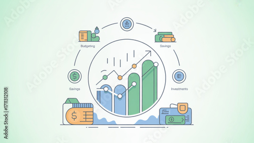 Financial planning and investment strategy for wealth management and growth with budget and savings plan