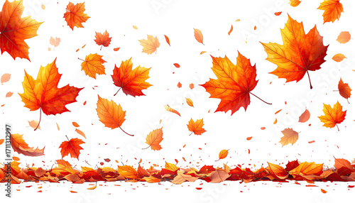 Falling autumn leaves against a dark background