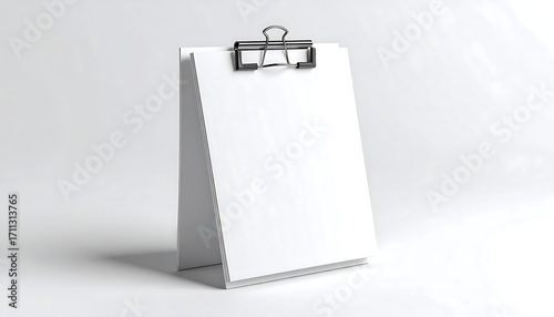 Blank white clipboard, angled, on a light background