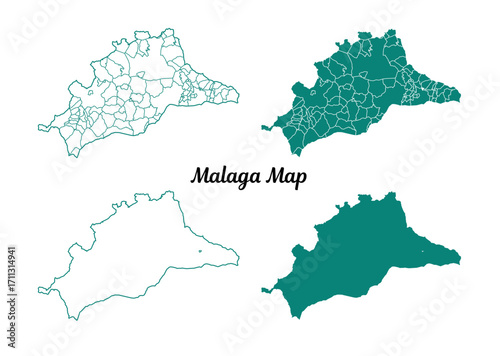 Vector map of Malaga province, Spain. Editable design for infographic, education, and geography use.