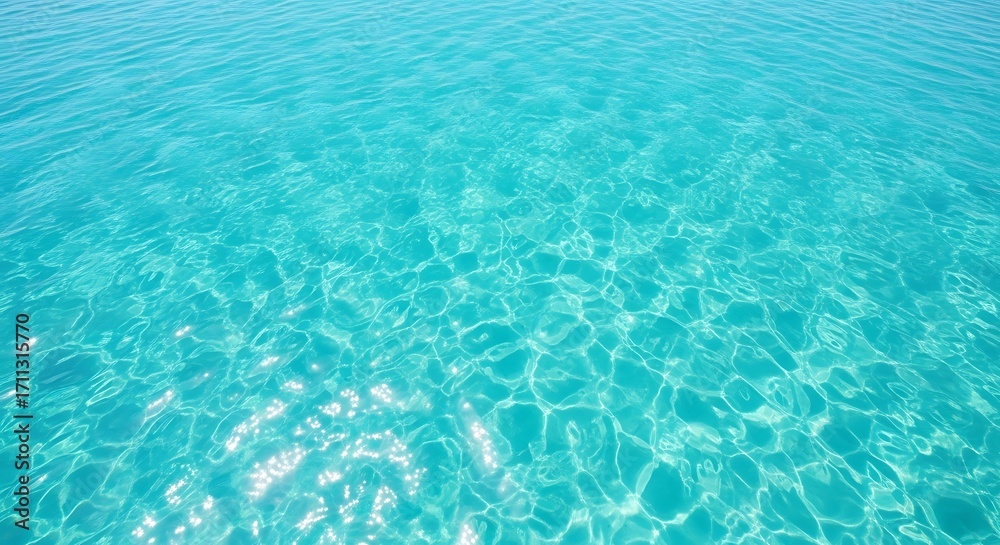 Obraz premium Serene background of crystal clear turquoise sea water with shimmering sunlight caustics