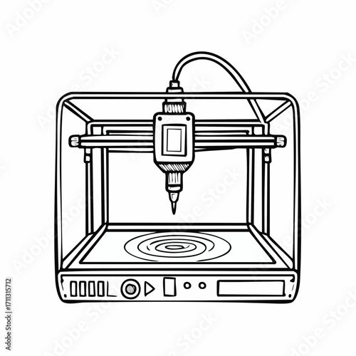 3d printer hand drawn outline doodle icon.