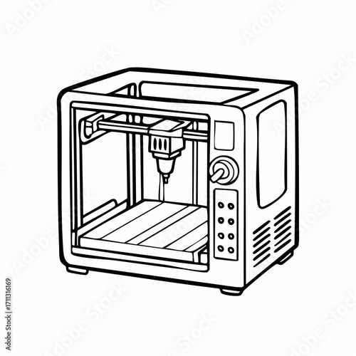 3d printer hand drawn outline doodle icon.