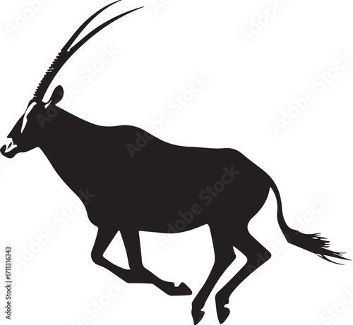 Graceful antelope silhouette running wild across plains