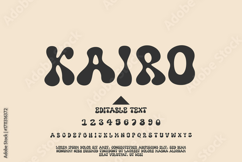 Retro style alphabet and numbers with organic shapes