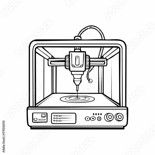 3d printer hand drawn outline doodle icon.