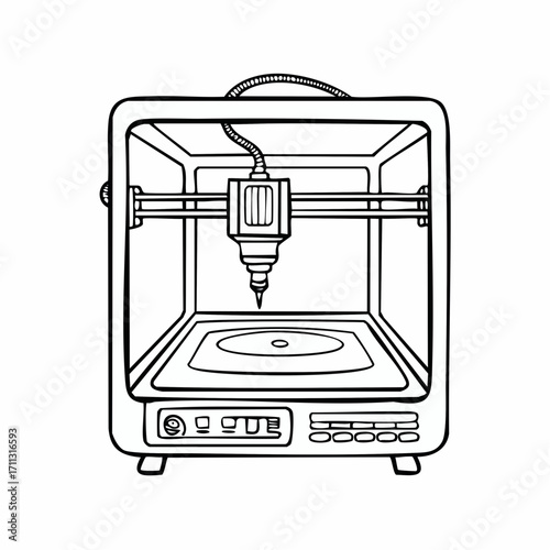 3d printer hand drawn outline doodle icon.