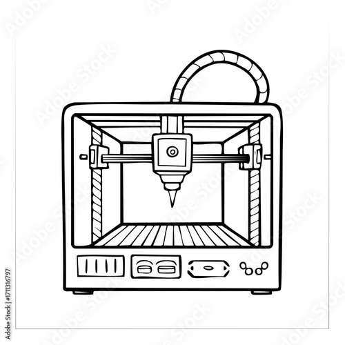 3d printer hand drawn outline doodle icon.