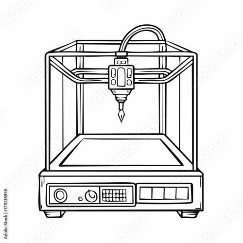 3d printer hand drawn outline doodle icon.