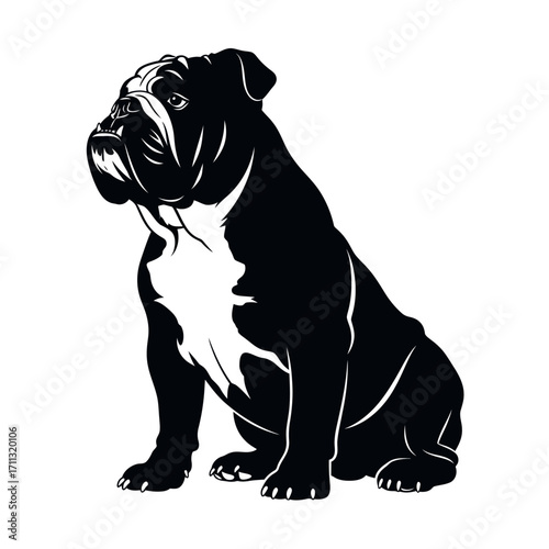 Bulldog Silhouette Vector Strong Dog Sitting Minimal Logo Illustration