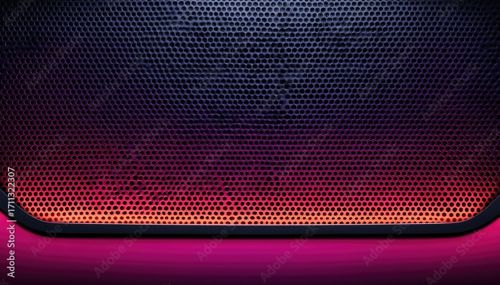 Naklejka premium Dark-pink speaker grille with vibrant lighting
