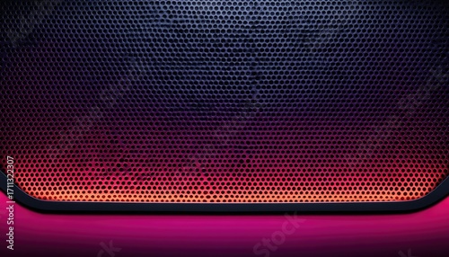 Dark-pink speaker grille with vibrant lighting