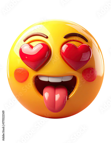 Smiling emoticon with hearts for eyes